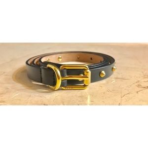 Gucci Black Leather Studded Narrow Waist Belt